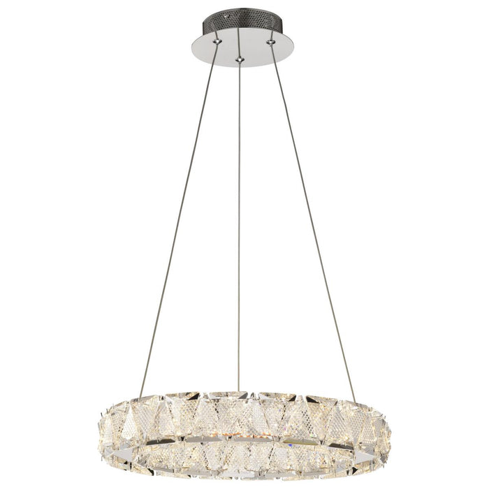 SATCO/NUVO Asher LED 15 Inch Pendant 27W 3000K 90 CRI Polished Nickel Finish K9 Crystal (62-2441)