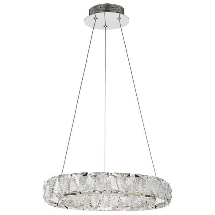 SATCO/NUVO Asher LED 15 Inch Pendant 27W 3000K 90 CRI Polished Nickel Finish K9 Crystal (62-2441)