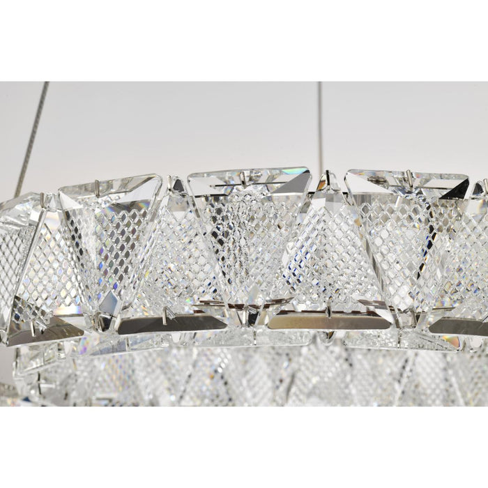 SATCO/NUVO Asher LED 15 Inch Pendant 27W 3000K 90 CRI Polished Nickel Finish K9 Crystal (62-2441)