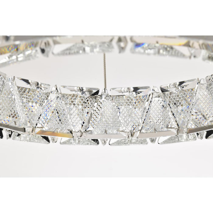 SATCO/NUVO Asher LED 15 Inch Pendant 27W 3000K 90 CRI Polished Nickel Finish K9 Crystal (62-2441)