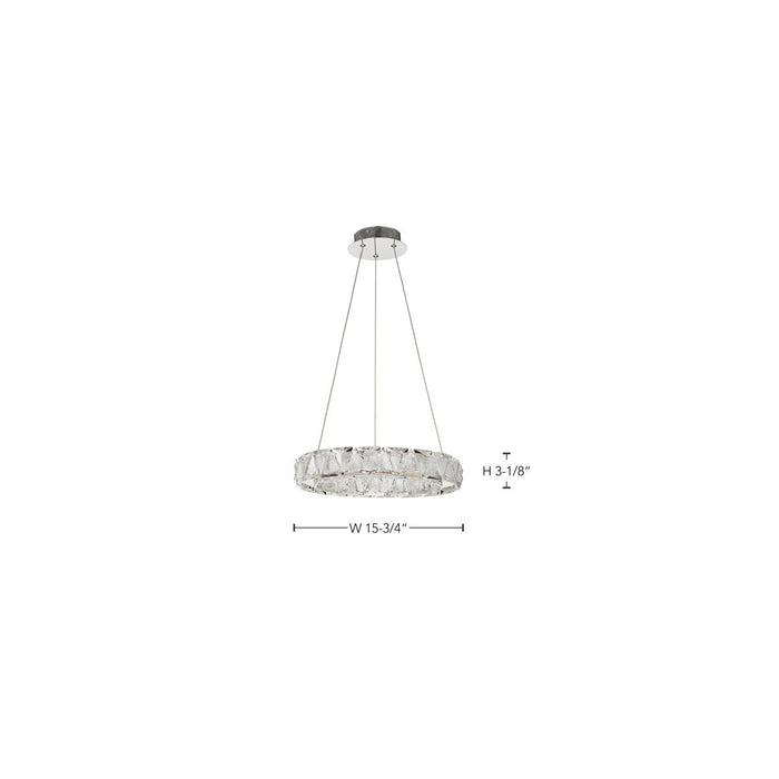SATCO/NUVO Asher LED 15 Inch Pendant 27W 3000K 90 CRI Polished Nickel Finish K9 Crystal (62-2441)