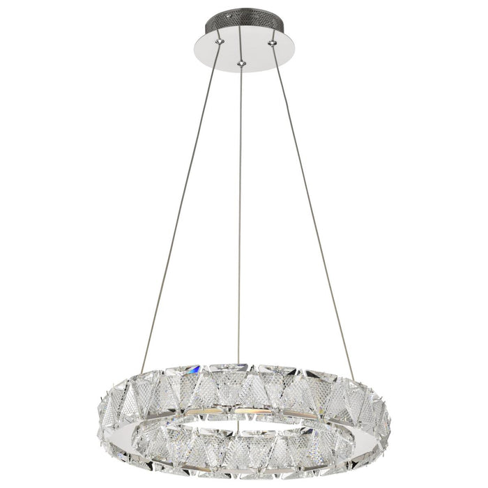 SATCO/NUVO Asher LED 15 Inch Pendant 27W 3000K 90 CRI Polished Nickel Finish K9 Crystal (62-2441)