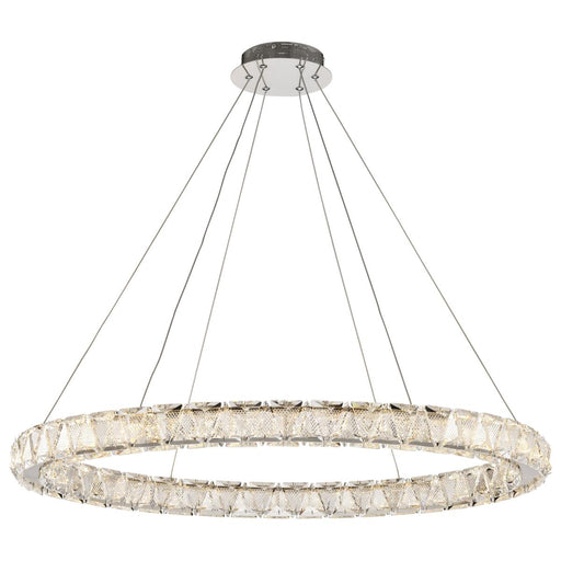 SATCO/NUVO Asher LED 36 Inch Round Pendant 50W 3000K 90 CRI Polished Nickel Finish K9 Crystal (62-2442)