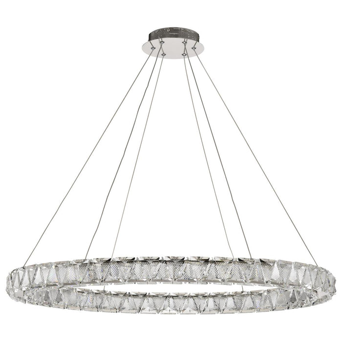 SATCO/NUVO Asher LED 36 Inch Round Pendant 50W 3000K 90 CRI Polished Nickel Finish K9 Crystal (62-2442)