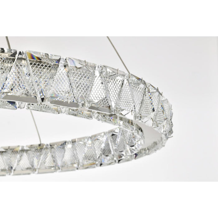 SATCO/NUVO Asher LED 36 Inch Round Pendant 50W 3000K 90 CRI Polished Nickel Finish K9 Crystal (62-2442)