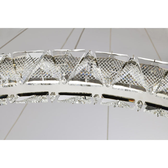 SATCO/NUVO Asher LED 36 Inch Round Pendant 50W 3000K 90 CRI Polished Nickel Finish K9 Crystal (62-2442)