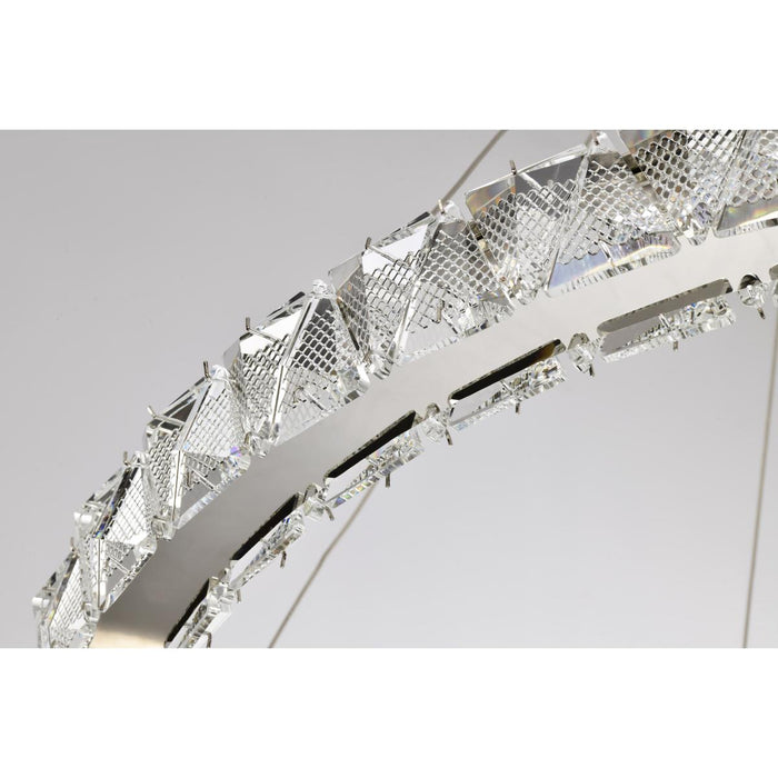 SATCO/NUVO Asher LED 36 Inch Round Pendant 50W 3000K 90 CRI Polished Nickel Finish K9 Crystal (62-2442)