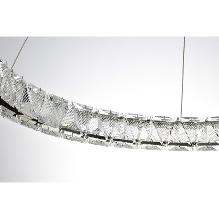 SATCO/NUVO Asher LED 36 Inch Round Pendant 50W 3000K 90 CRI Polished Nickel Finish K9 Crystal (62-2442)
