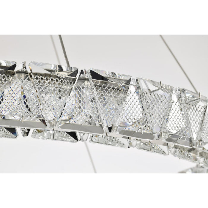 SATCO/NUVO Asher LED 36 Inch Round Pendant 50W 3000K 90 CRI Polished Nickel Finish K9 Crystal (62-2442)