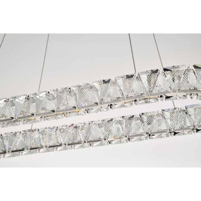 SATCO/NUVO Asher LED 36 Inch Round Pendant 50W 3000K 90 CRI Polished Nickel Finish K9 Crystal (62-2442)