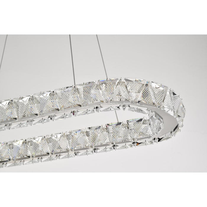 SATCO/NUVO Asher LED 36 Inch Round Pendant 50W 3000K 90 CRI Polished Nickel Finish K9 Crystal (62-2442)