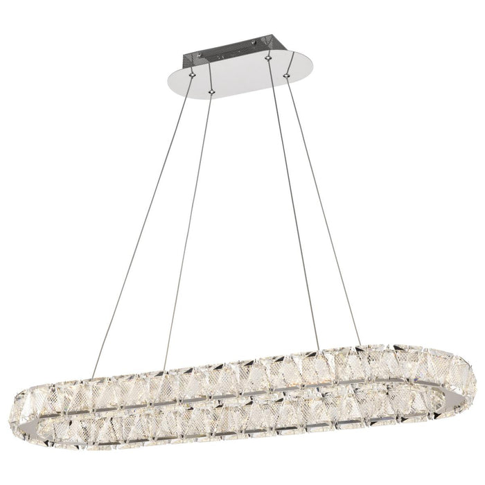 SATCO/NUVO Asher LED 36 Inch Oval Pendant 50W 3000K 90 CRI Polished Nickel Finish K9 Crystal (62-2443)