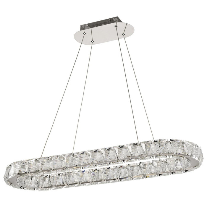 SATCO/NUVO Asher LED 36 Inch Oval Pendant 50W 3000K 90 CRI Polished Nickel Finish K9 Crystal (62-2443)