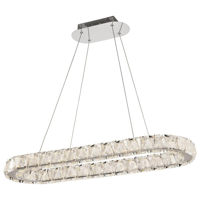 SATCO/NUVO Asher LED 36 Inch Oval Pendant 50W 3000K 90 CRI Polished Nickel Finish K9 Crystal (62-2443)