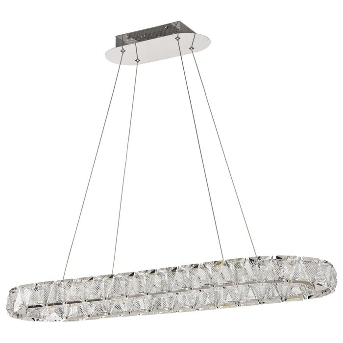SATCO/NUVO Asher LED 36 Inch Oval Pendant 50W 3000K 90 CRI Polished Nickel Finish K9 Crystal (62-2443)