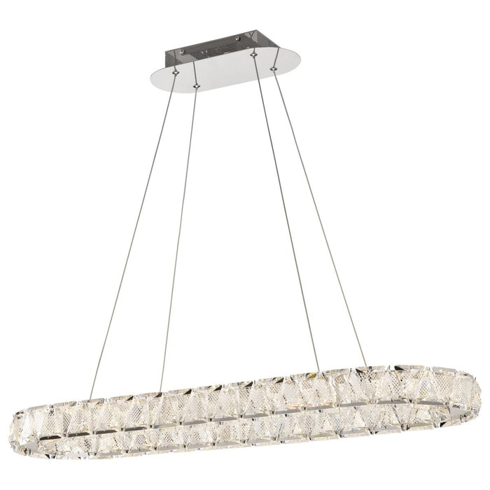 SATCO/NUVO Asher LED 36 Inch Oval Pendant 50W 3000K 90 CRI Polished Nickel Finish K9 Crystal (62-2443)