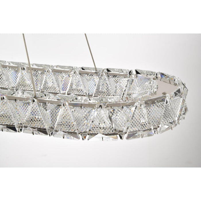 SATCO/NUVO Asher LED 36 Inch Oval Pendant 50W 3000K 90 CRI Polished Nickel Finish K9 Crystal (62-2443)