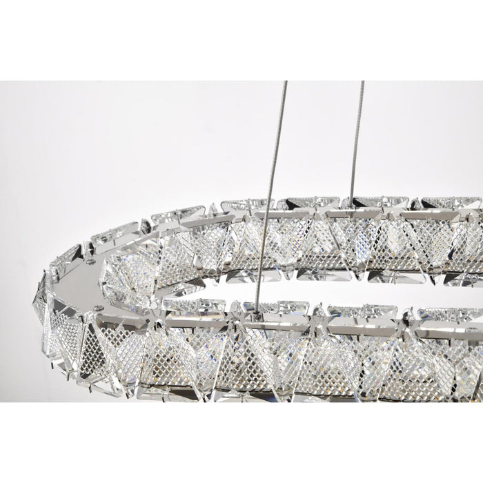 SATCO/NUVO Asher LED 36 Inch Oval Pendant 50W 3000K 90 CRI Polished Nickel Finish K9 Crystal (62-2443)