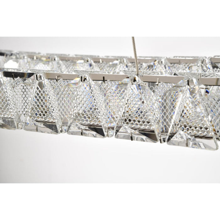 SATCO/NUVO Asher LED 36 Inch Oval Pendant 50W 3000K 90 CRI Polished Nickel Finish K9 Crystal (62-2443)