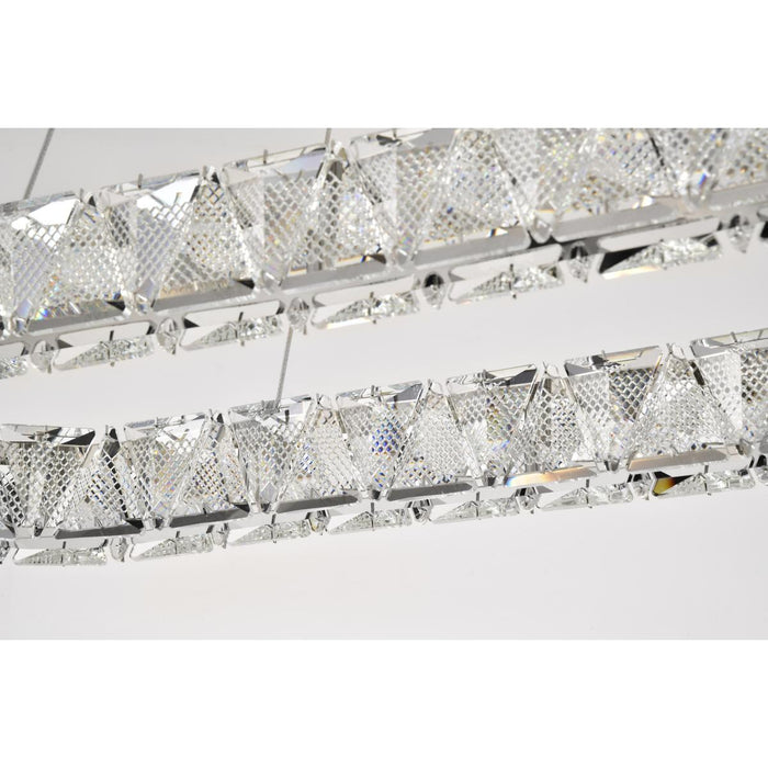 SATCO/NUVO Asher LED 36 Inch Oval Pendant 50W 3000K 90 CRI Polished Nickel Finish K9 Crystal (62-2443)
