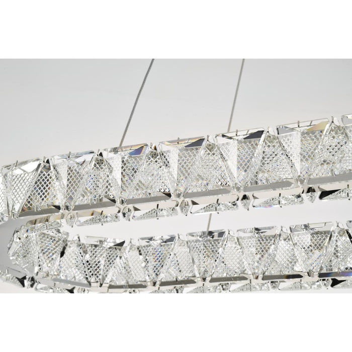 SATCO/NUVO Asher LED 36 Inch Oval Pendant 50W 3000K 90 CRI Polished Nickel Finish K9 Crystal (62-2443)
