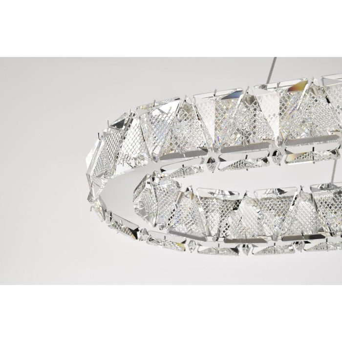 SATCO/NUVO Asher LED 36 Inch Oval Pendant 50W 3000K 90 CRI Polished Nickel Finish K9 Crystal (62-2443)