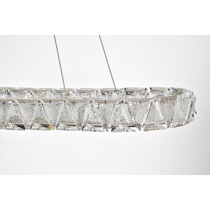 SATCO/NUVO Asher LED 36 Inch Oval Pendant 50W 3000K 90 CRI Polished Nickel Finish K9 Crystal (62-2443)