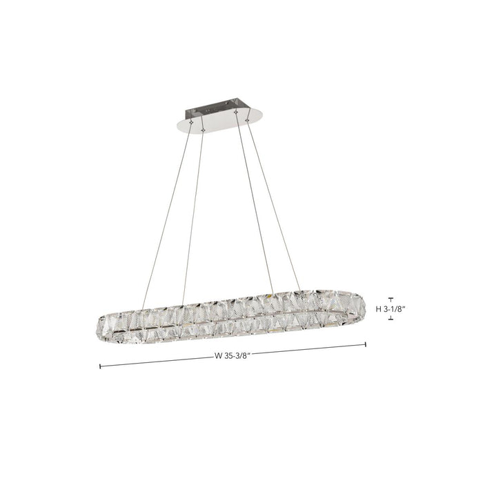 SATCO/NUVO Asher LED 36 Inch Oval Pendant 50W 3000K 90 CRI Polished Nickel Finish K9 Crystal (62-2443)