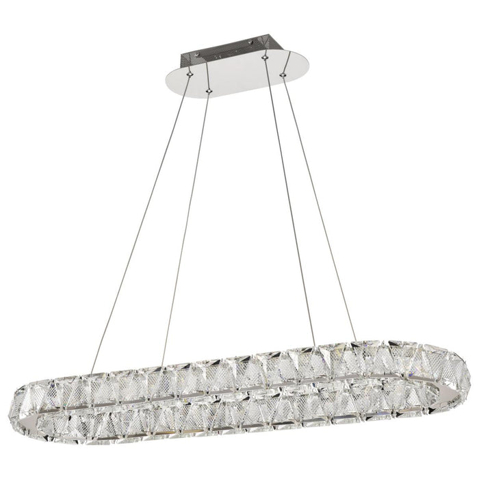 SATCO/NUVO Asher LED 36 Inch Oval Pendant 50W 3000K 90 CRI Polished Nickel Finish K9 Crystal (62-2443)