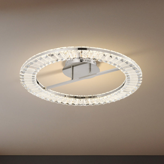 SATCO/NUVO Nova LED 23 Inch Round Flush Mount Polished Nickel Finish K9 Crystal (62-2444)