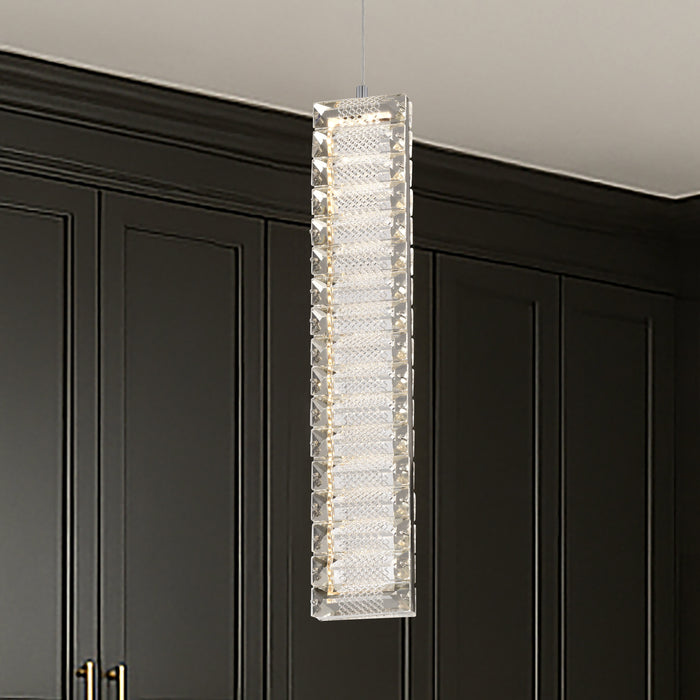 SATCO/NUVO Nova LED 16 Inch Mini Pendant Polished Nickel Finish K9 Crystal (62-2445)