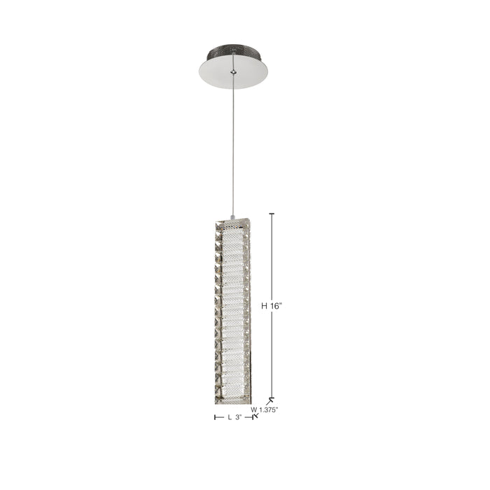 SATCO/NUVO Nova LED 16 Inch Mini Pendant Polished Nickel Finish K9 Crystal (62-2445)