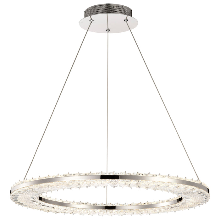 SATCO/NUVO Nova LED 23 Inch Round Pendant Polished Nickel Finish K9 Crystal (62-2446)