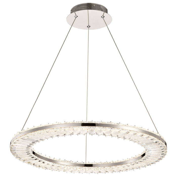SATCO/NUVO Nova LED 23 Inch Round Pendant Polished Nickel Finish K9 Crystal (62-2446)