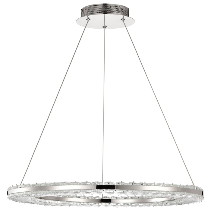 SATCO/NUVO Nova LED 23 Inch Round Pendant Polished Nickel Finish K9 Crystal (62-2446)