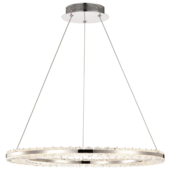 SATCO/NUVO Nova LED 23 Inch Round Pendant Polished Nickel Finish K9 Crystal (62-2446)