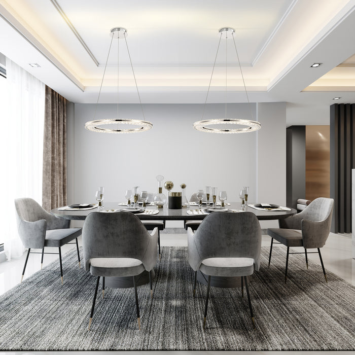 SATCO/NUVO Nova LED 23 Inch Round Pendant Polished Nickel Finish K9 Crystal (62-2446)
