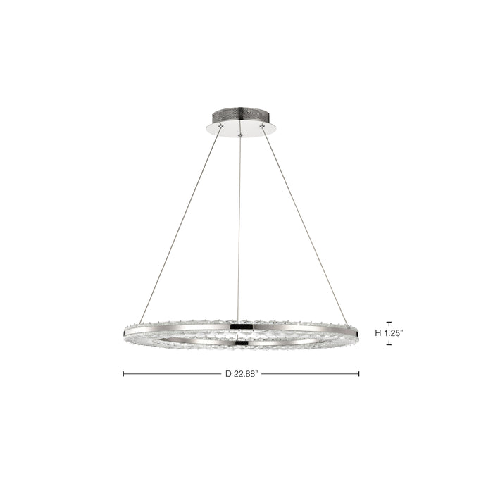 SATCO/NUVO Nova LED 23 Inch Round Pendant Polished Nickel Finish K9 Crystal (62-2446)