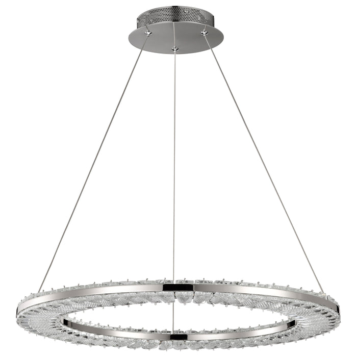 SATCO/NUVO Nova LED 23 Inch Round Pendant Polished Nickel Finish K9 Crystal (62-2446)