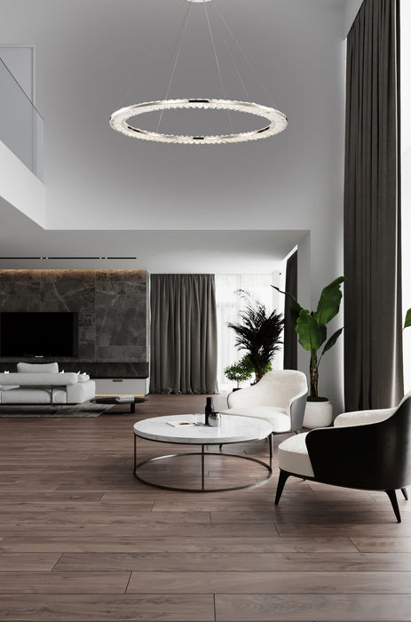 SATCO/NUVO Nova LED 36 Inch Round Pendant Polished Nickel Finish K9 Crystal (62-2447)