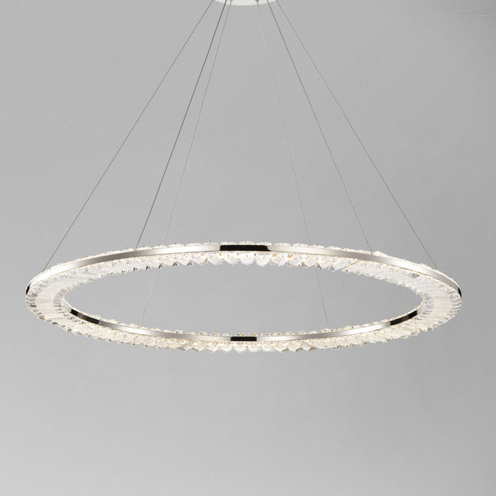 SATCO/NUVO Nova LED 36 Inch Round Pendant Polished Nickel Finish K9 Crystal (62-2447)