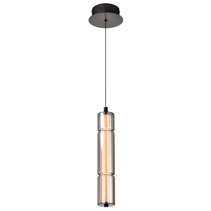 SATCO/NUVO Evander LED 16 Inch Mini Pendant Matte Black Finish Smoked Glass (62-2451)