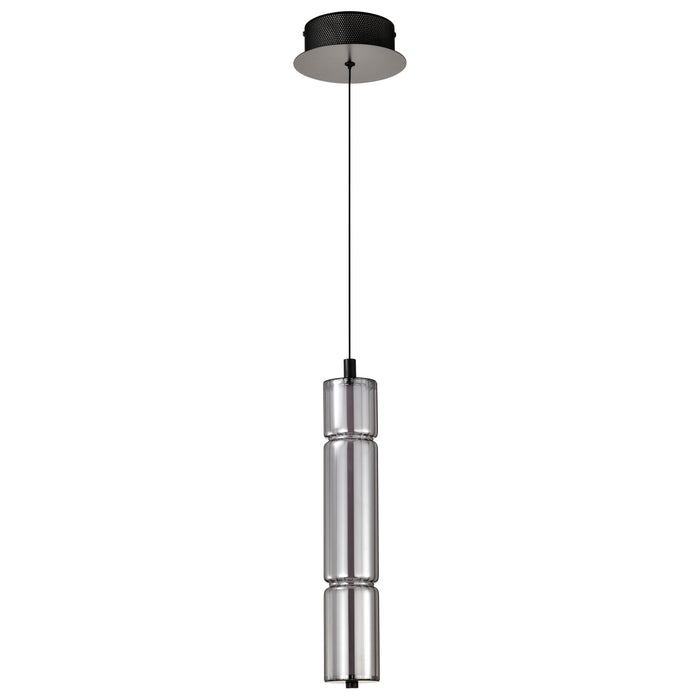 SATCO/NUVO Evander LED 16 Inch Mini Pendant Matte Black Finish Smoked Glass (62-2451)