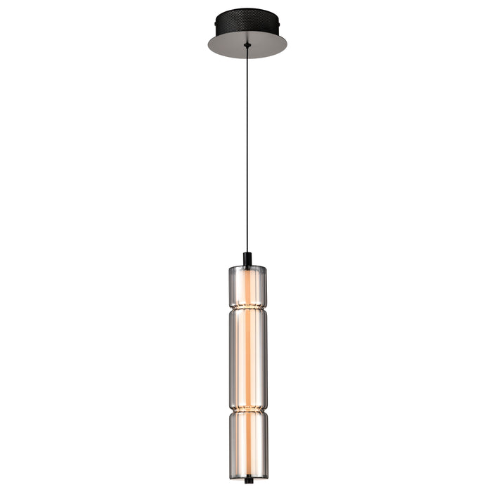 SATCO/NUVO Evander LED 16 Inch Mini Pendant Matte Black Finish Smoked Glass (62-2451)