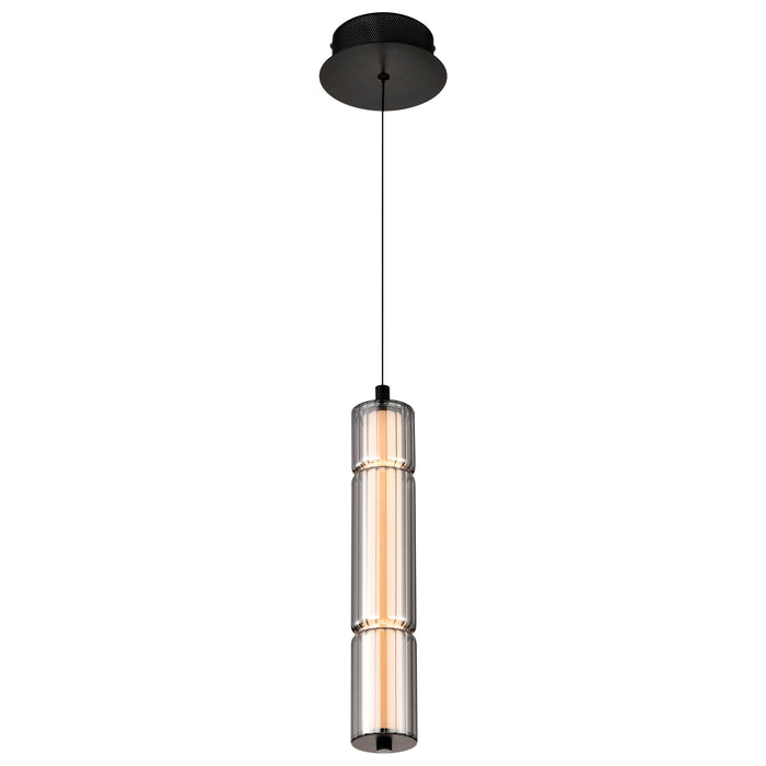 SATCO/NUVO Evander LED 16 Inch Mini Pendant Matte Black Finish Smoked Glass (62-2451)