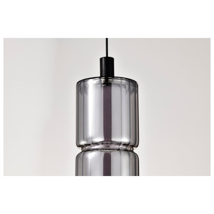 SATCO/NUVO Evander LED 16 Inch Mini Pendant Matte Black Finish Smoked Glass (62-2451)