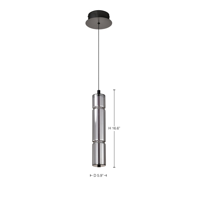 SATCO/NUVO Evander LED 16 Inch Mini Pendant Matte Black Finish Smoked Glass (62-2451)