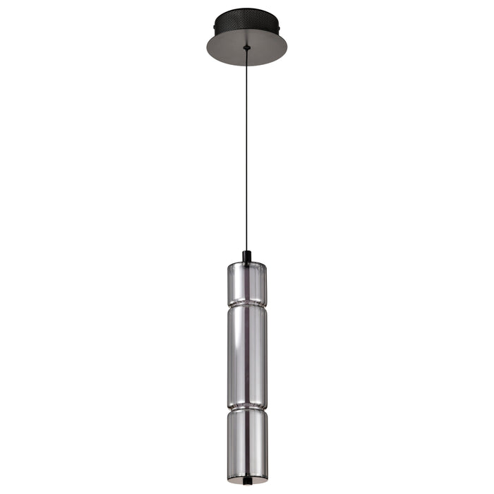 SATCO/NUVO Evander LED 16 Inch Mini Pendant Matte Black Finish Smoked Glass (62-2451)
