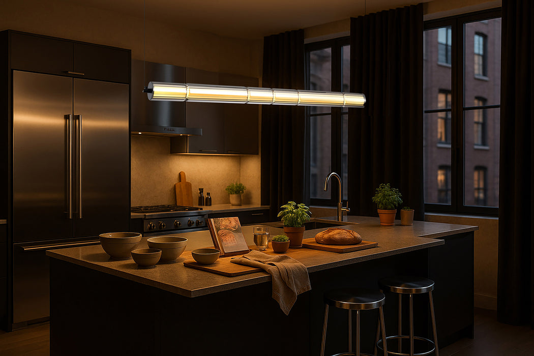 SATCO/NUVO Evander LED 48 Inch Island Pendant Matte Black Finish Smoked Glass (62-2452)