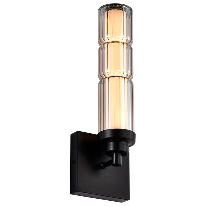 SATCO/NUVO Evander LED Wall Sconce Matte Black Finish Smoked Glass (62-2453)